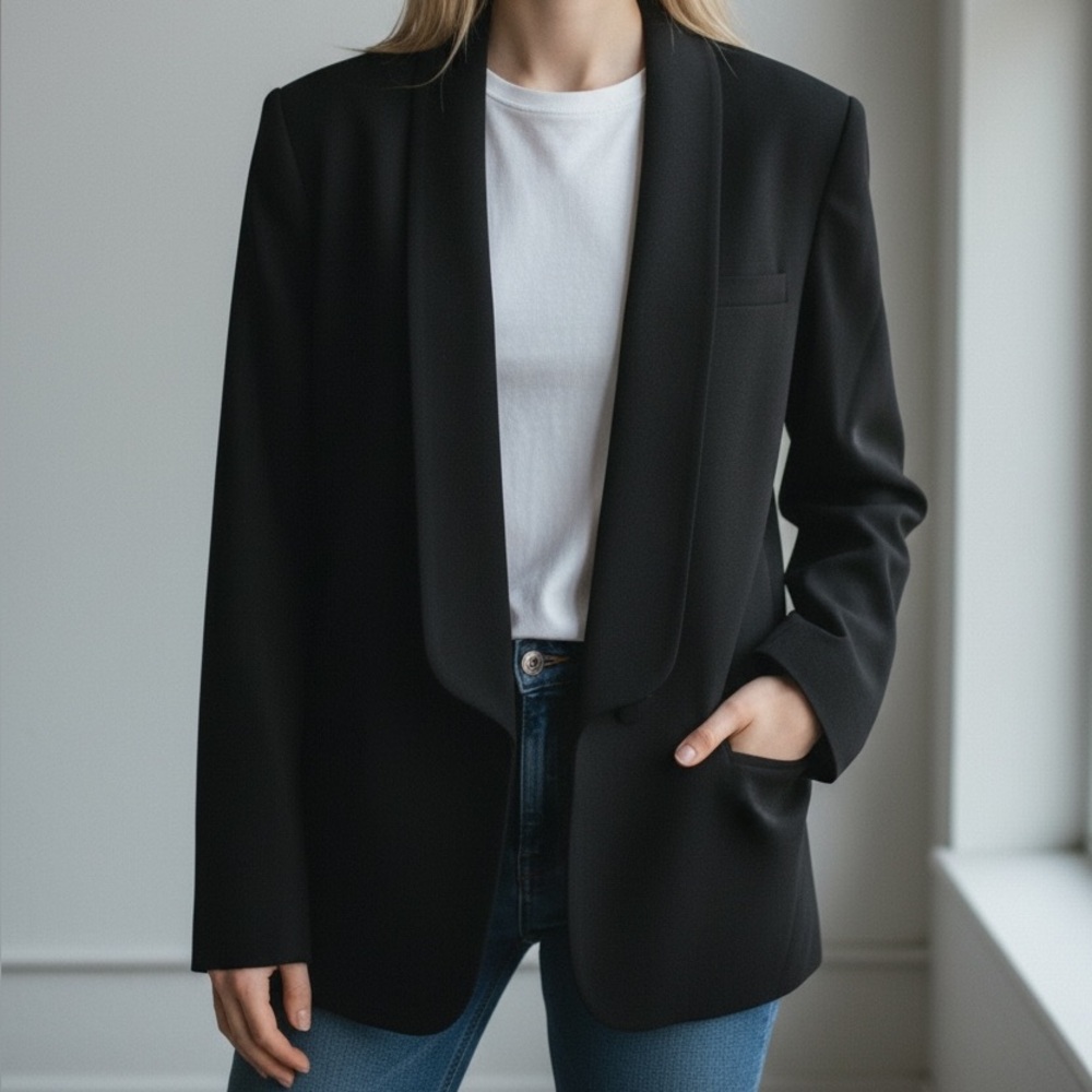 Vintage Black Tuxedo Blazer Minimalist Androgynous 90s Mary Ann Restivo Sz 6